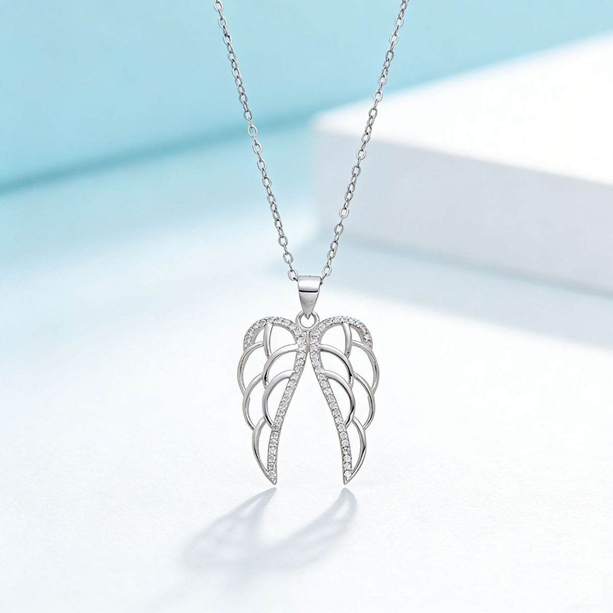 Sterling Silver Wing Zircon Necklace Pendant