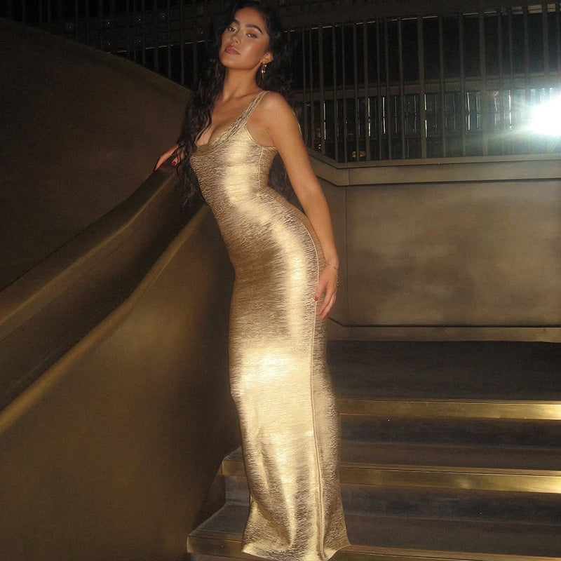 Aurelia Golden Maxi Dress