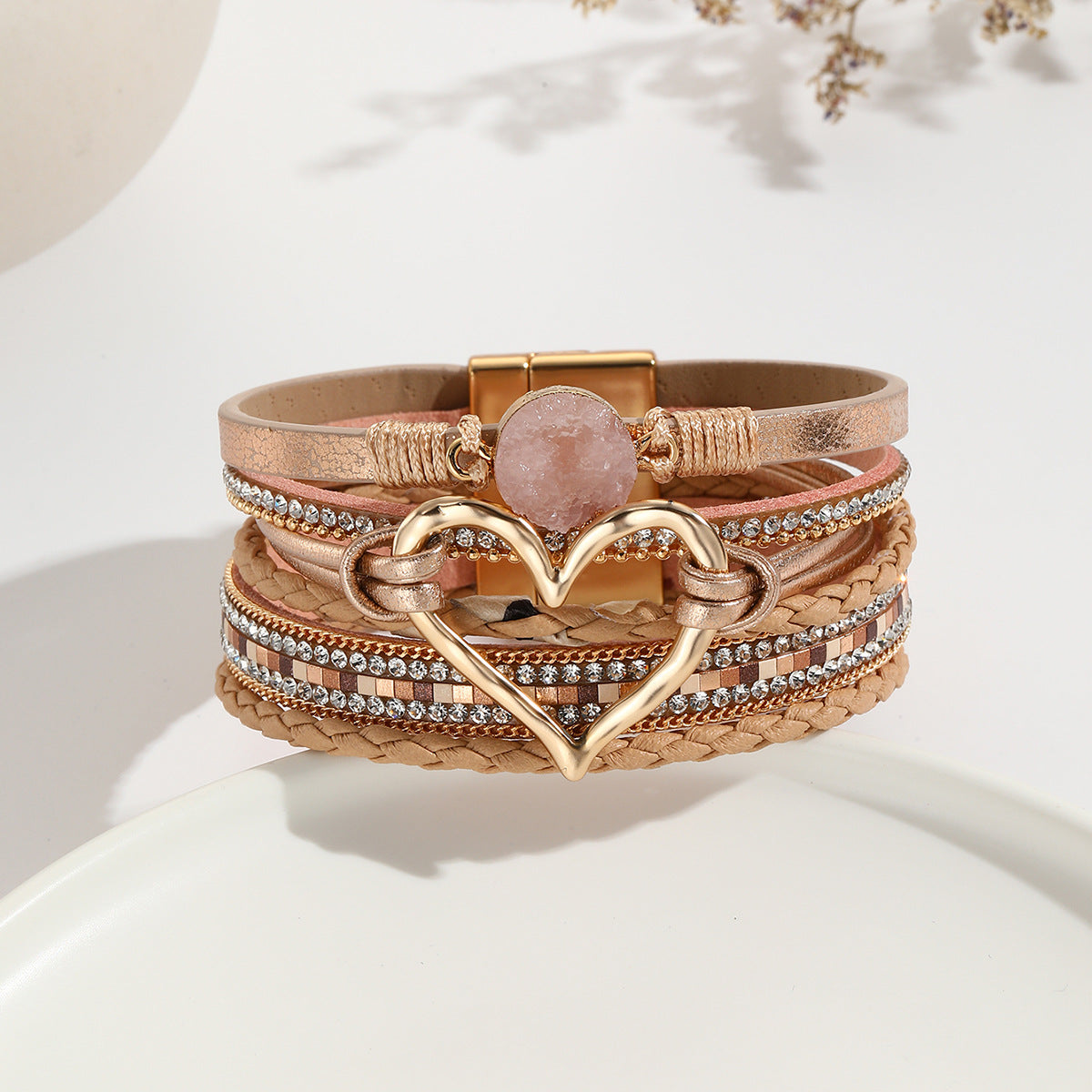Bohemian Leather Heart Bracelet