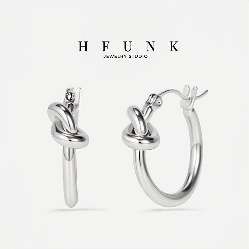 Women's fade-resistant geometric knot circular earrings