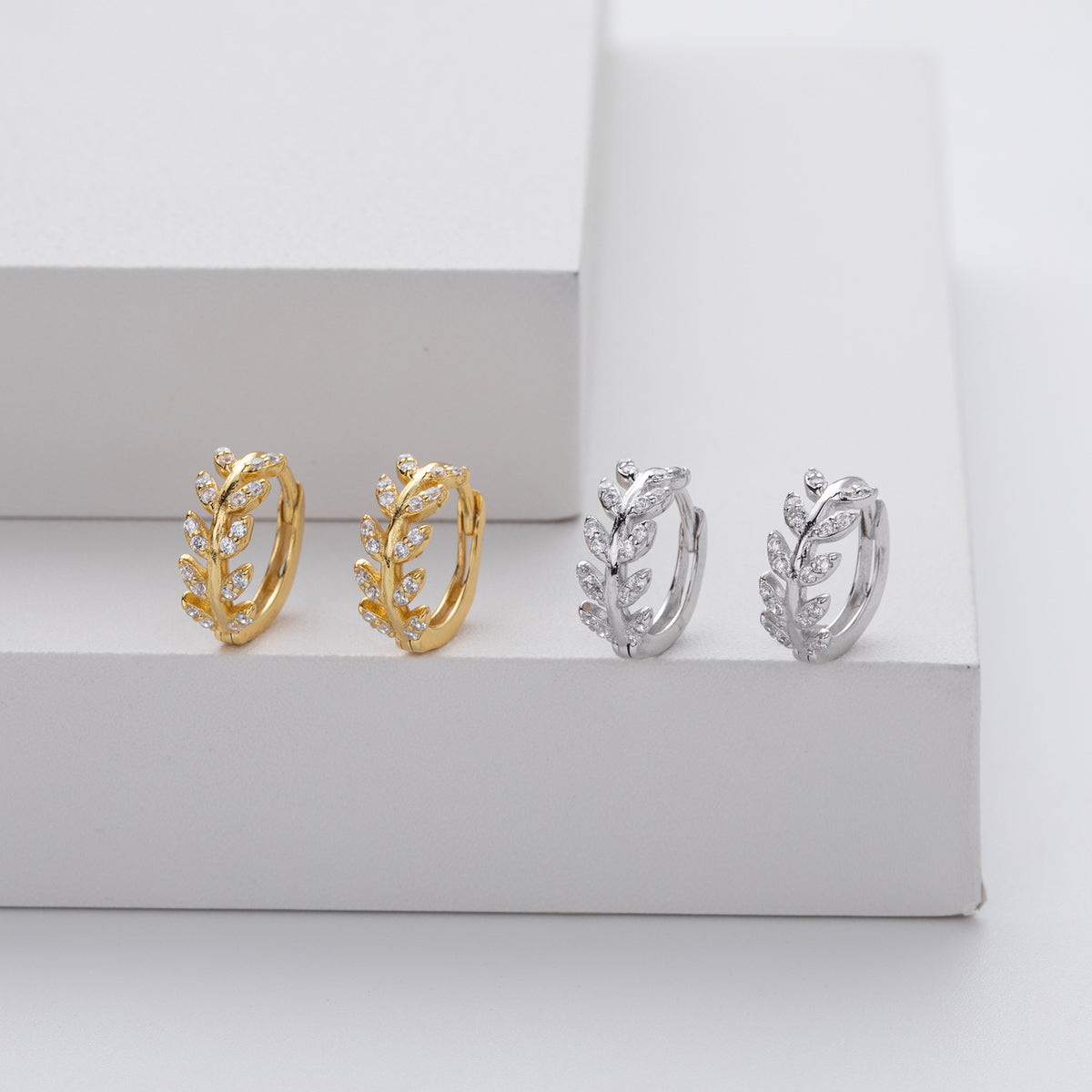 Sterling Silver Wheat-Ear Zircon Earrings