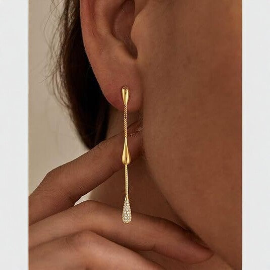 Gold-Tone Waterdrop Tassel Earrings