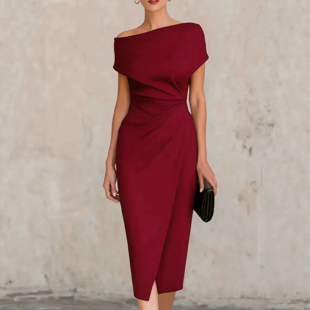 Isabelle Off-Shoulder Pleated Dress