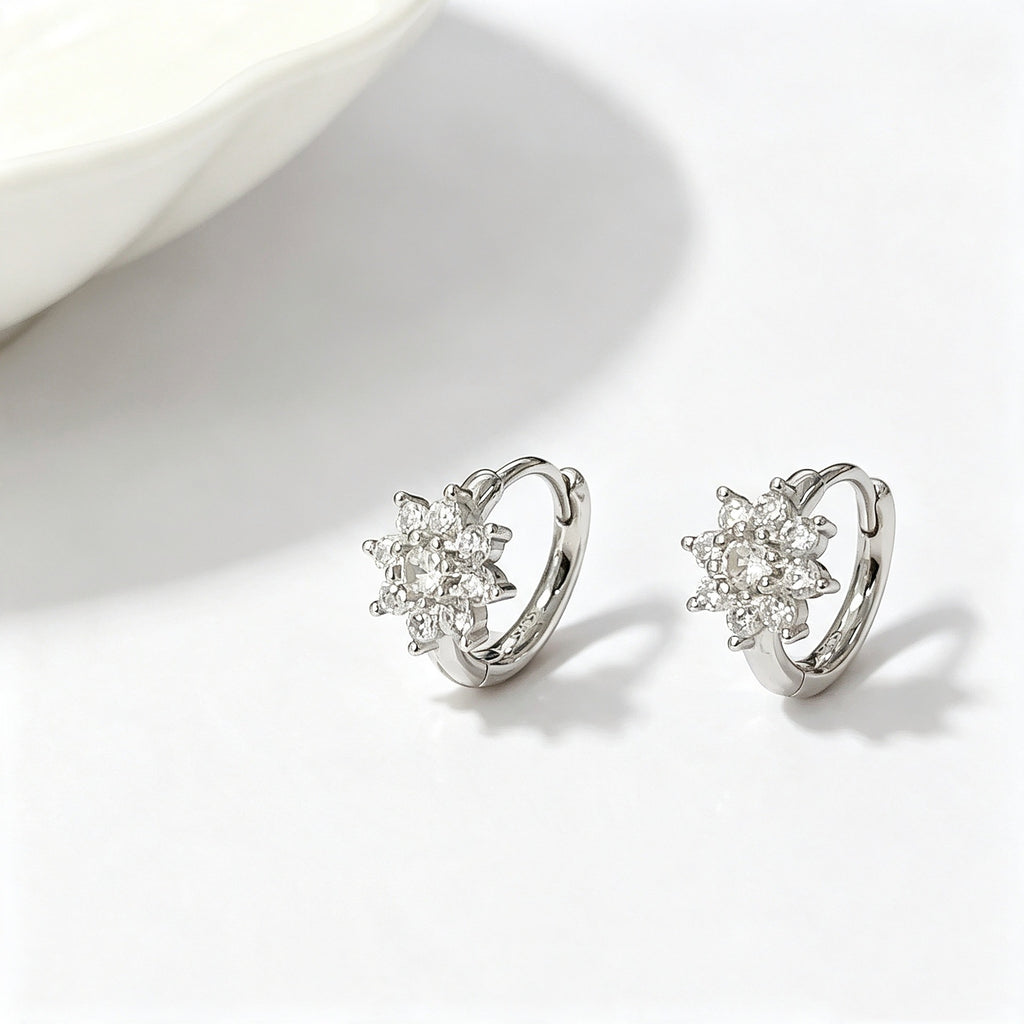 Sterling Silver Zircon Snowflake Earrings