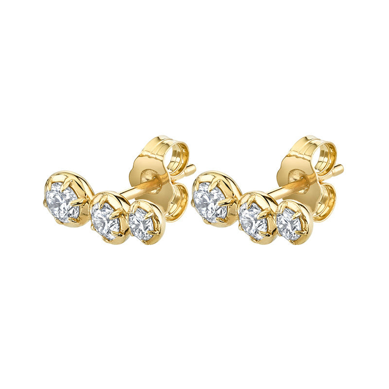 Gold Plated Zircon Geometric Earrings