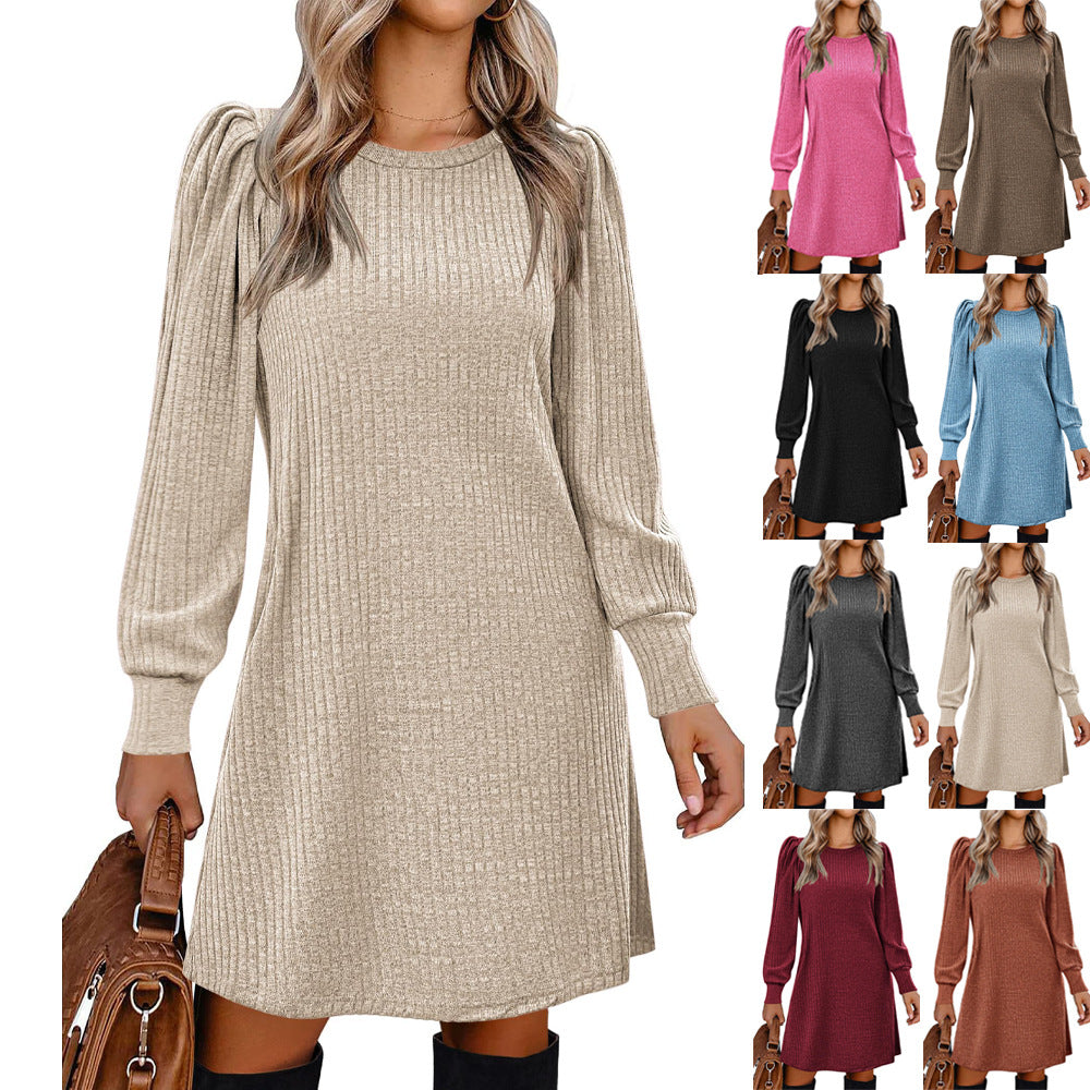 Rose Puff-Sleeve Midi Dress