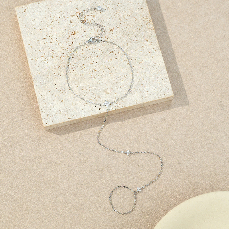 Sterling Silver Four-Leaf Clover Bracelet and Ring Set