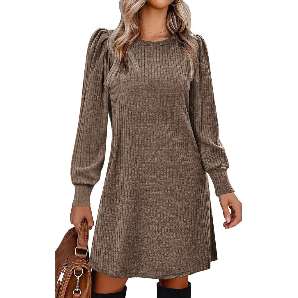 Rose Puff-Sleeve Midi Dress