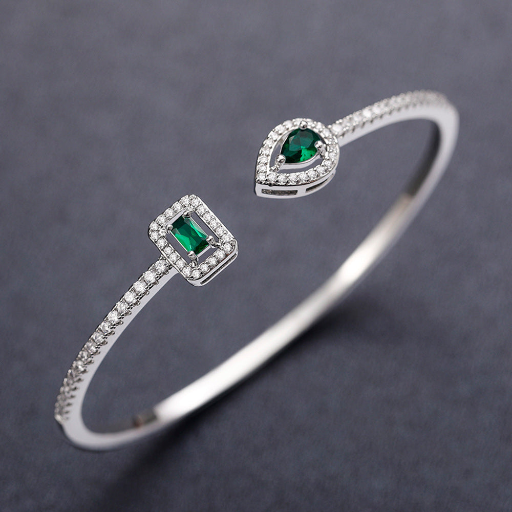 Elegant Zircon Open Bangle Bracelet