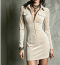 Cream zip-front mini dress